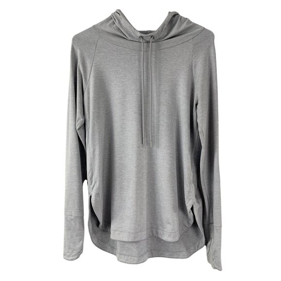 Athleta Gray Long Sleeve Mock Neck Hoodie Pullover Tunic Sweater Size S - Picture 1 of 7
